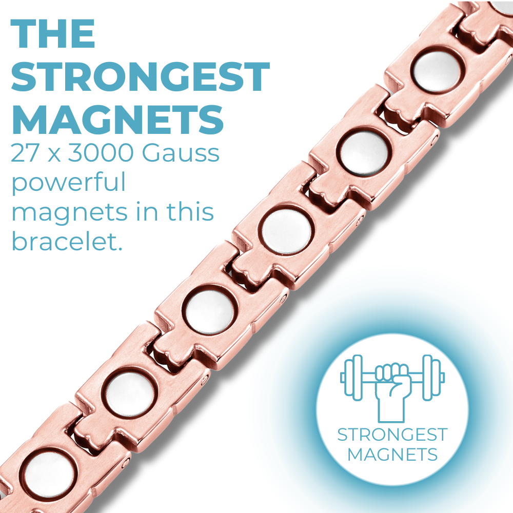 Ladies Magnetic Therapy Anklet- Rose Gold