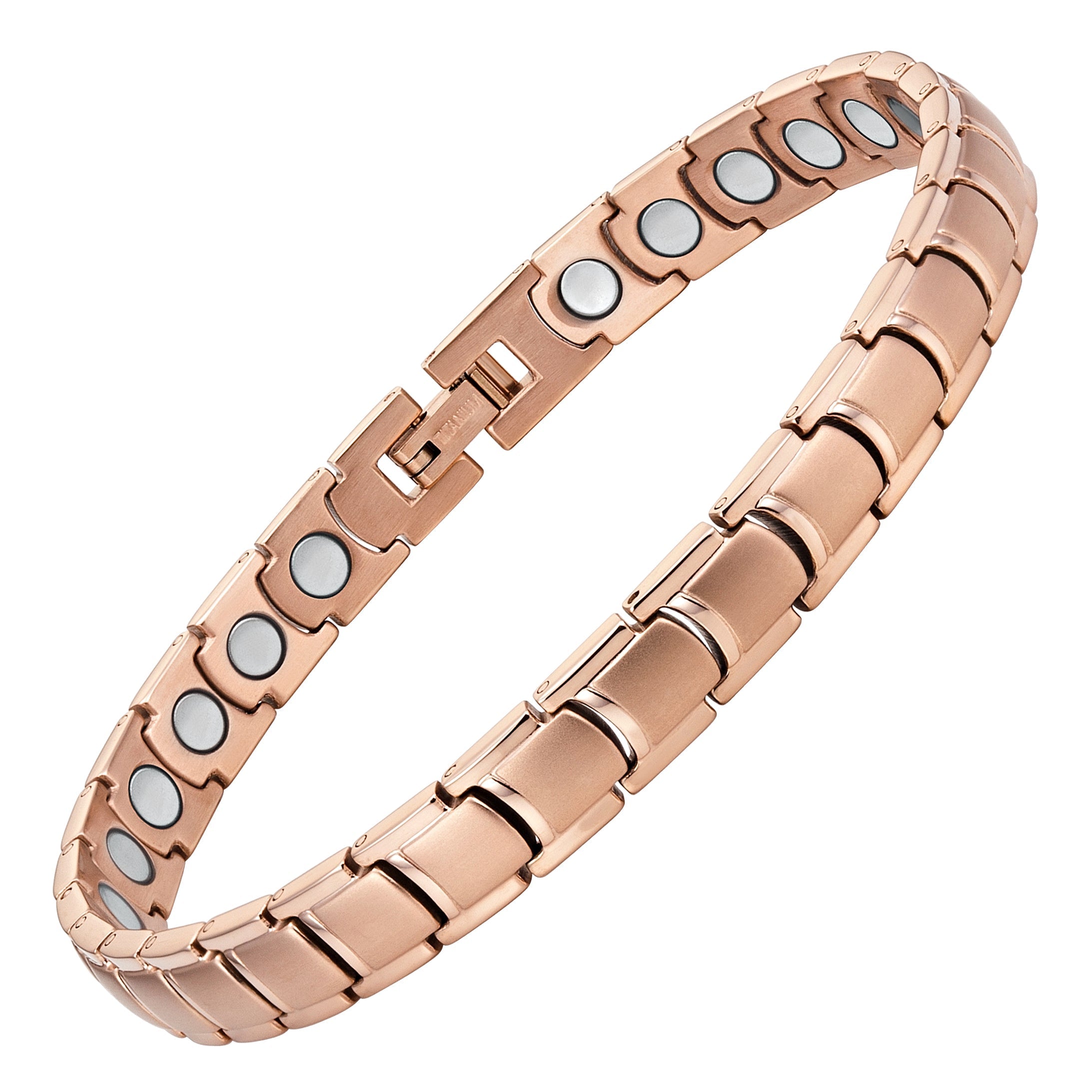 Ladies Rose Gold Tone Titanium Magnetic Therapy Anklet