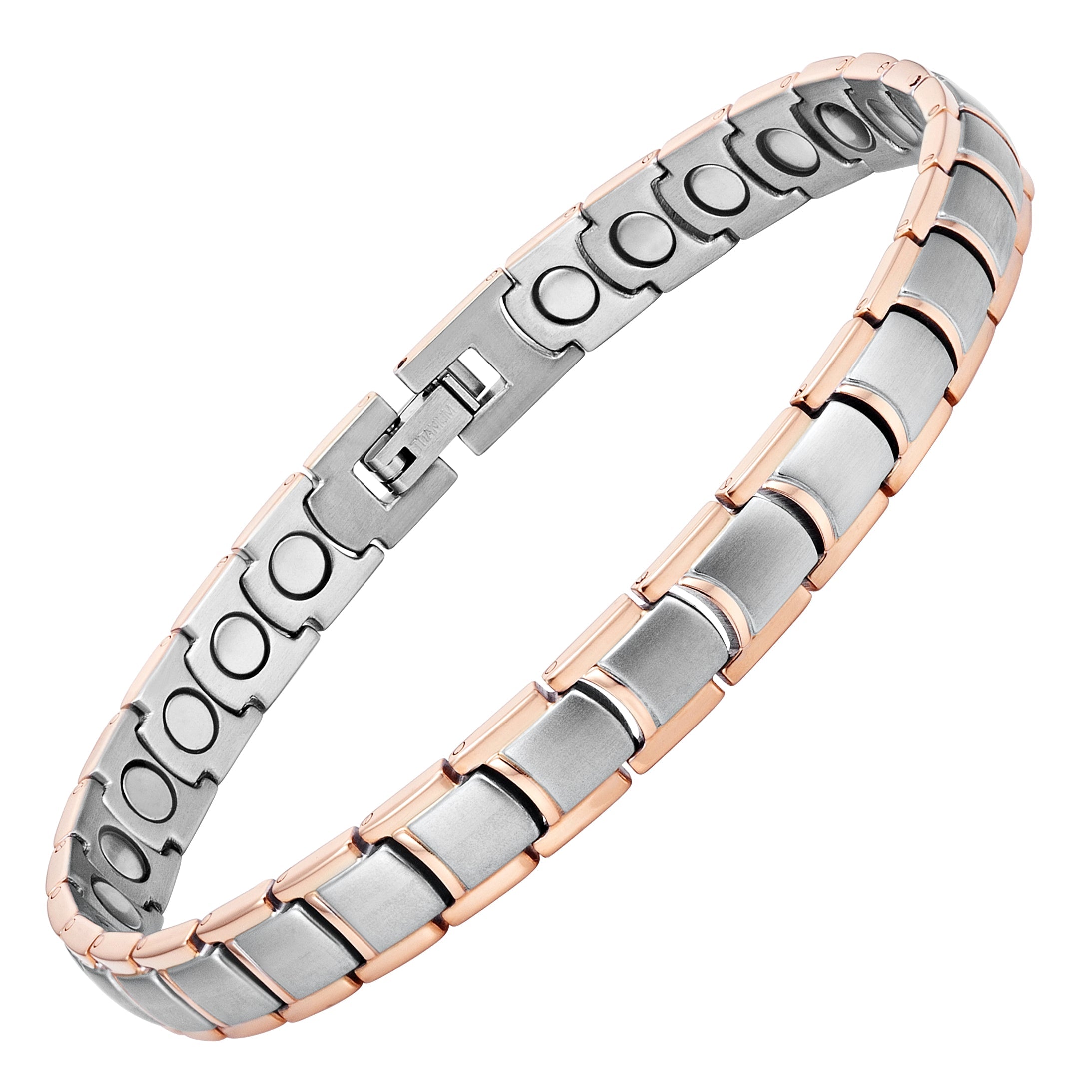 Ladies Magnetic Therapy Anklet- Titanium Rose Gold