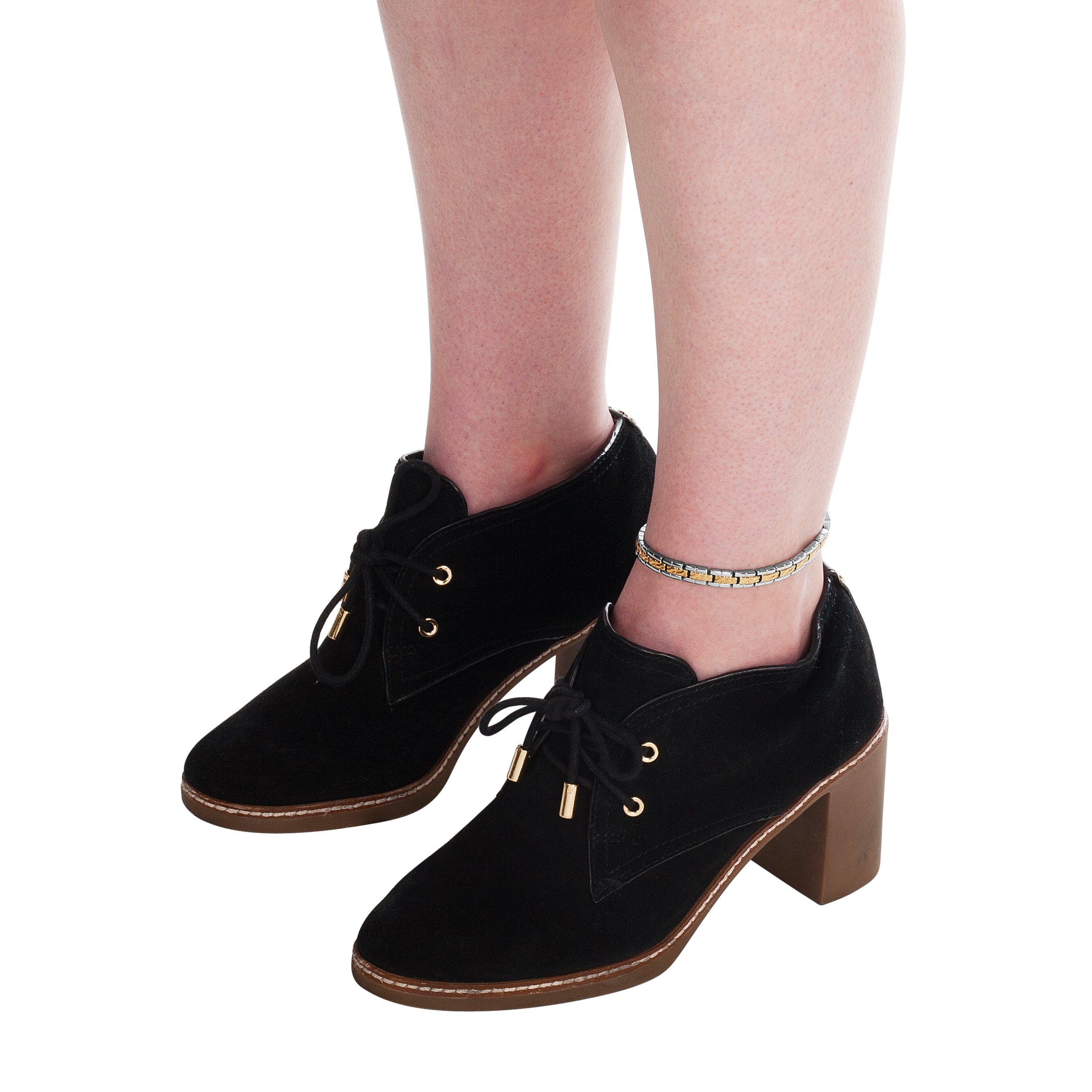 Ladies Magnetic Therapy Anklet- Two Tone Gold