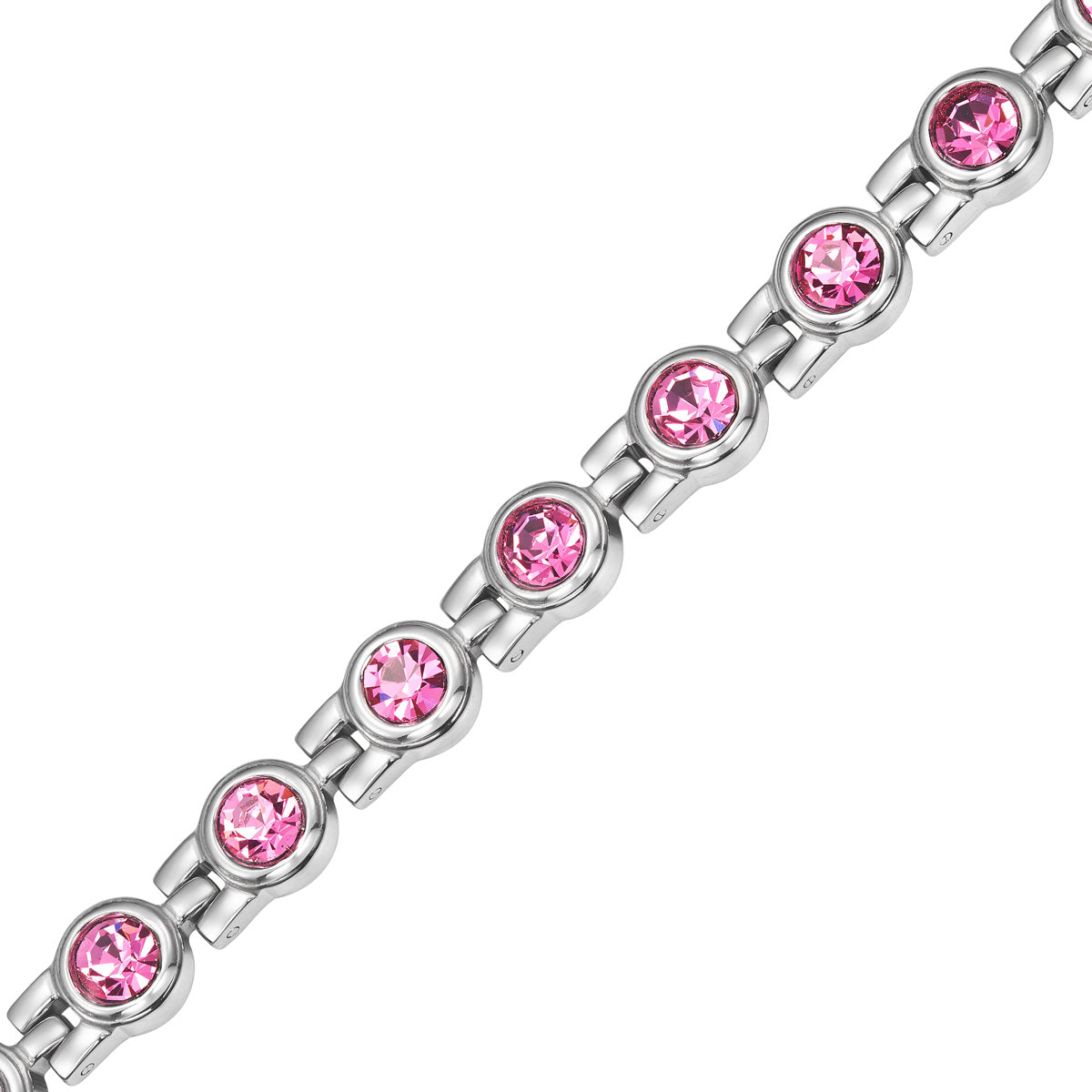 Ladies Four Elements Pink Gem Stone Titanium Magnetic Bracelet