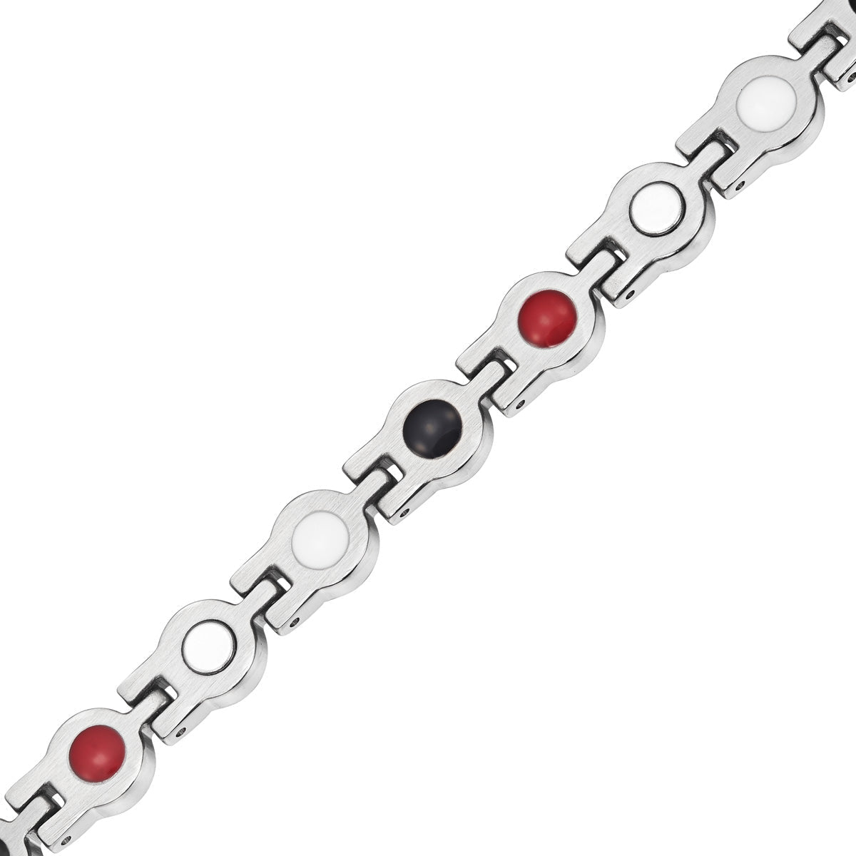 Ladies Four Elements Clear Gem Stone Titanium Magnetic Bracelet