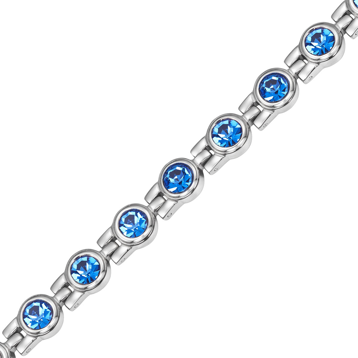 Ladies Four Elements Blue Gem Stone Titanium Magnetic Bracelet