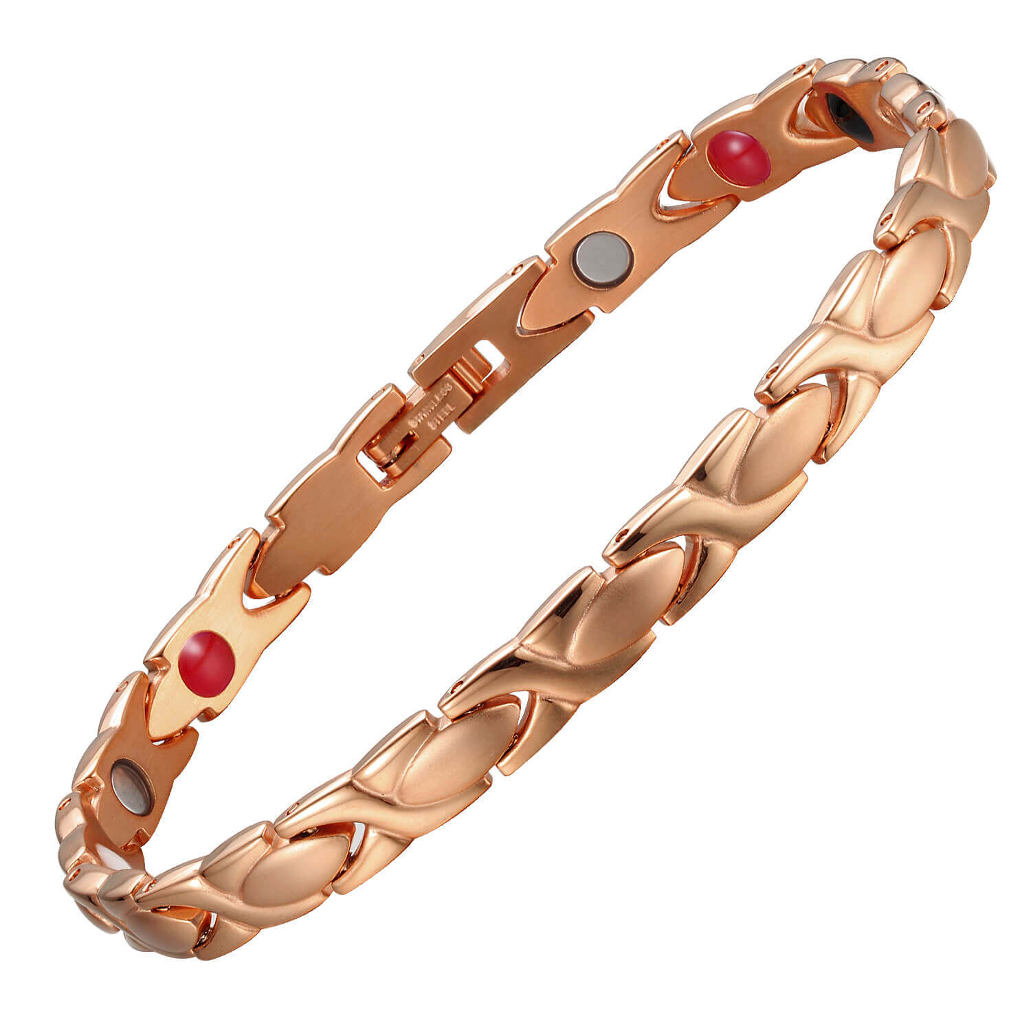 Ladies Rose Gold Tone Four Elements Titanium Magnetic Bracelet