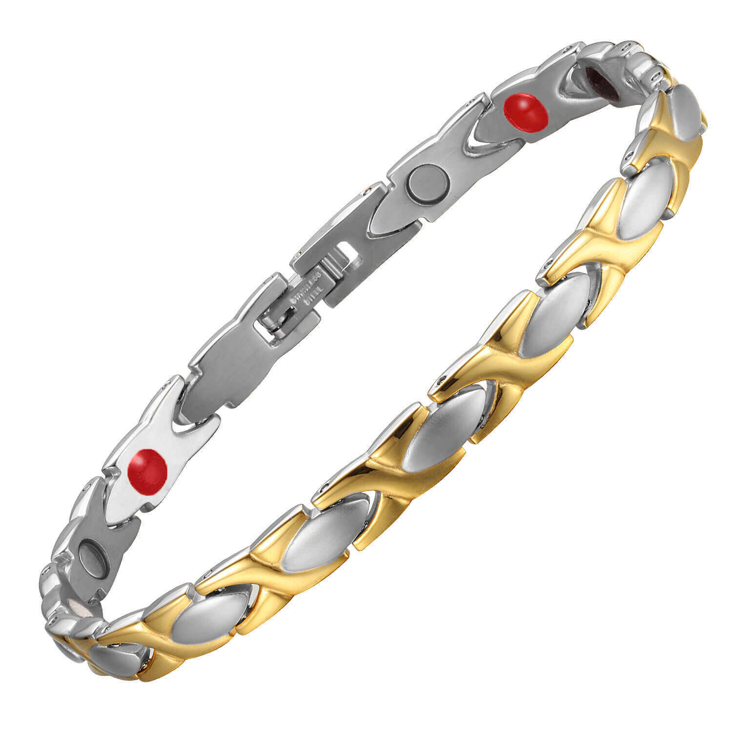 Ladies Two Tone Four Elements Titanium Magnetic Bracelet