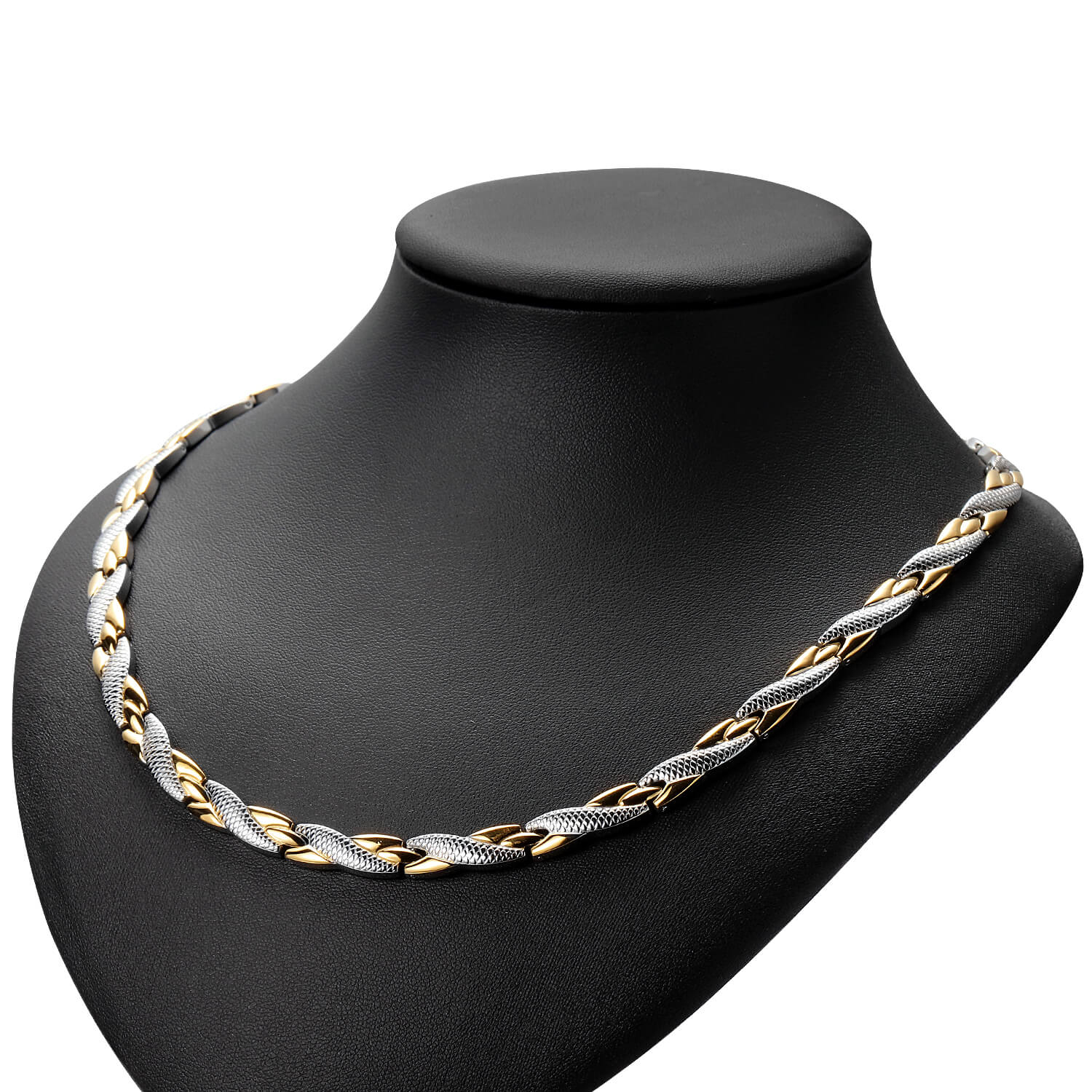 Ladies Two Tone Stainless Steel Magnetic Therapy Necklace