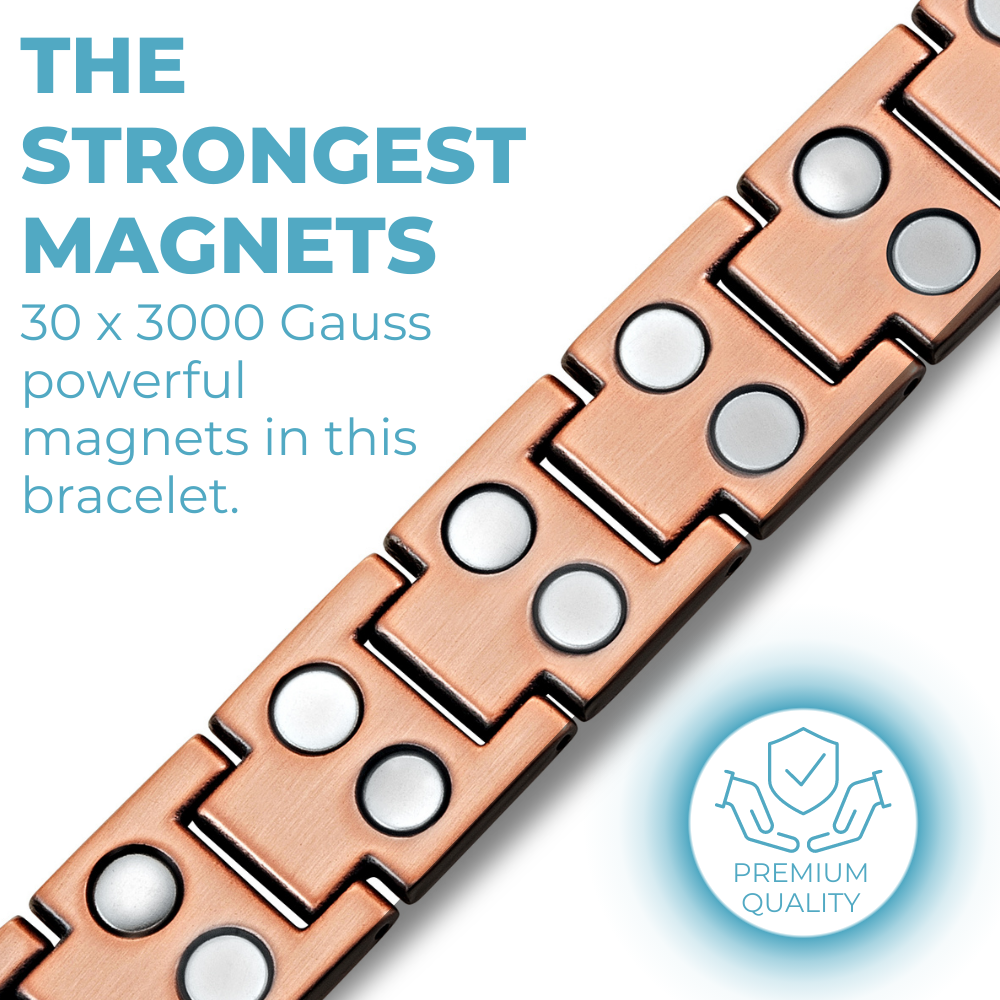 Mens Double Strength Copper Magnetic Bracelet