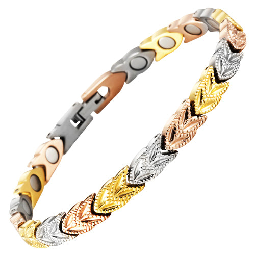 Ladies Magnetic Therapy Bracelet - Tri Tone