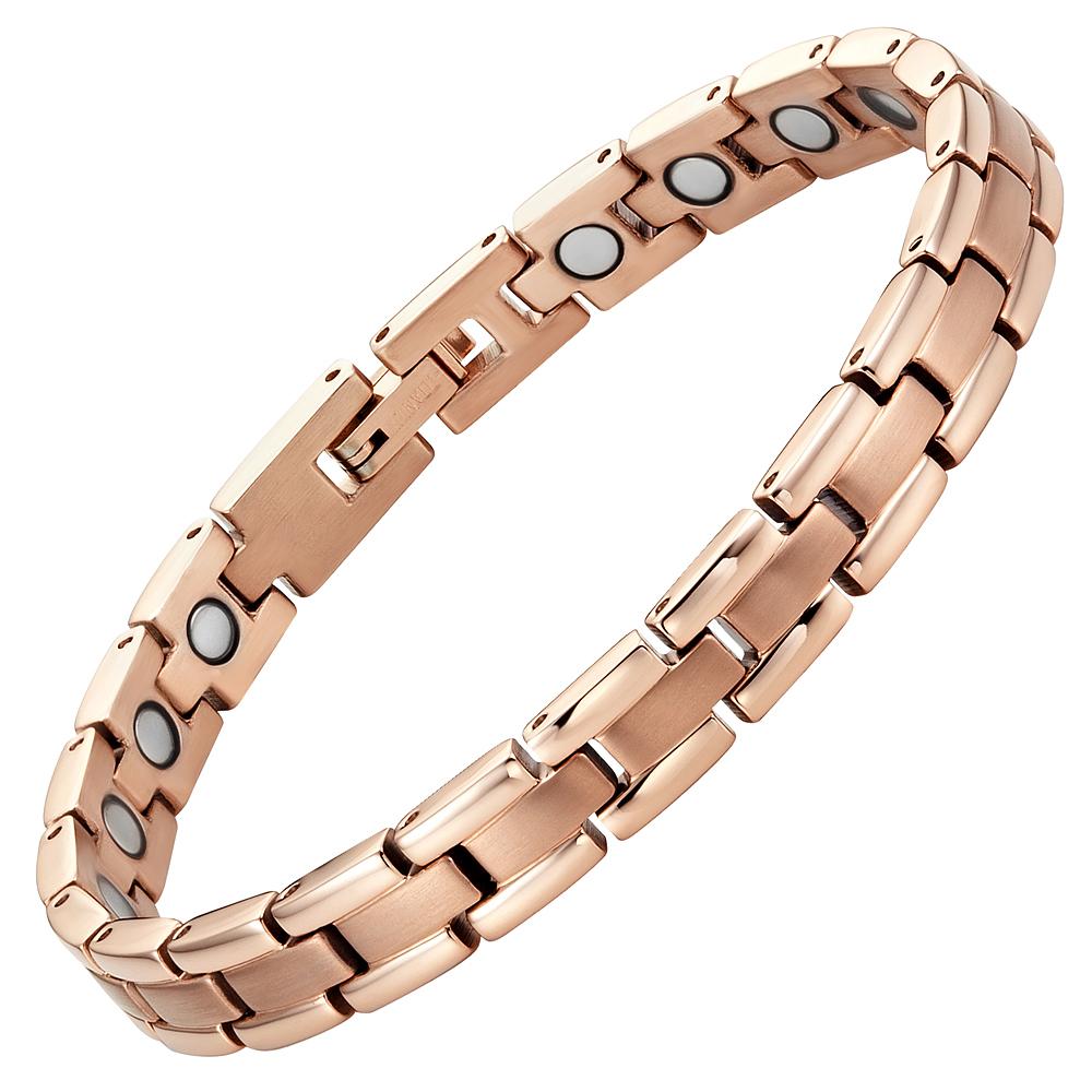 Ladies Rose Gold Tone Titanium Magnetic Bracelet