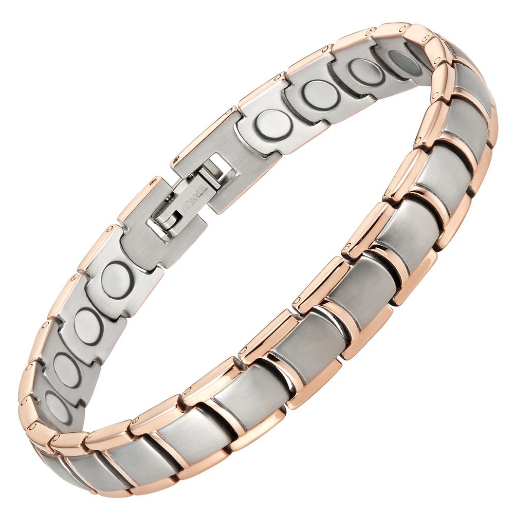 Ladies Two Tone Rose Gold Titanium Magnetic Bracelet