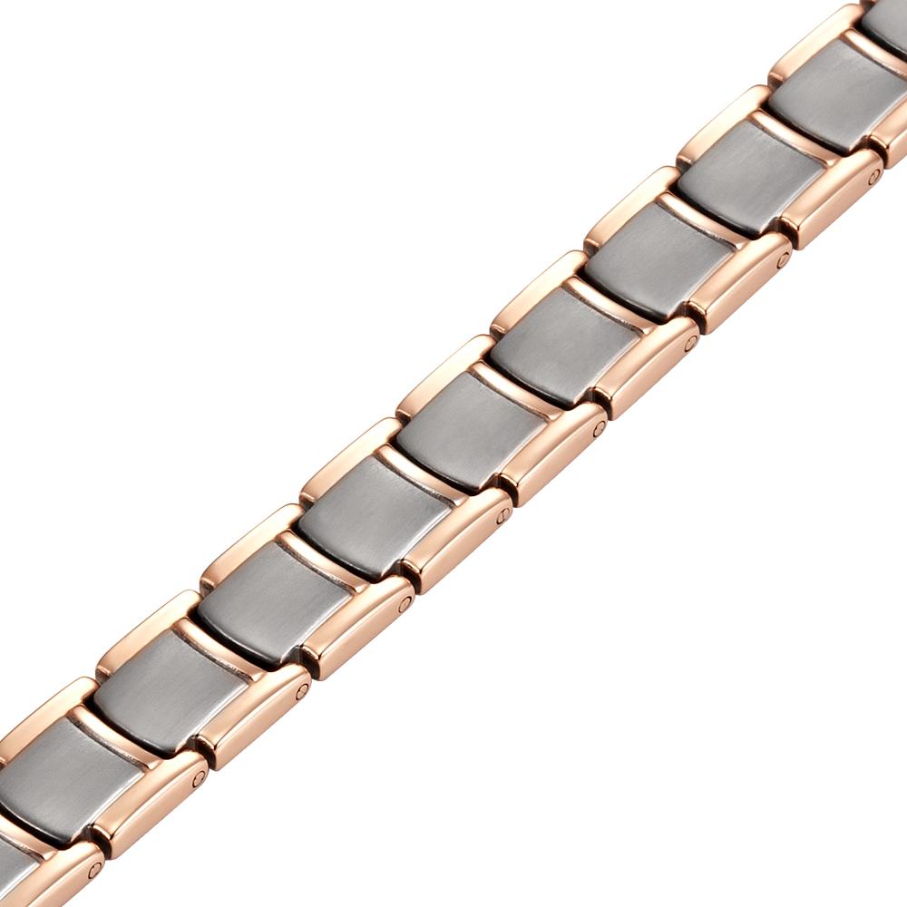 Ladies Two Tone Rose Gold Titanium Magnetic Bracelet