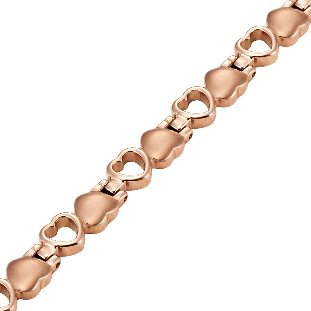 Ladies Magnetic Therapy Anklet- Rose Gold Heart