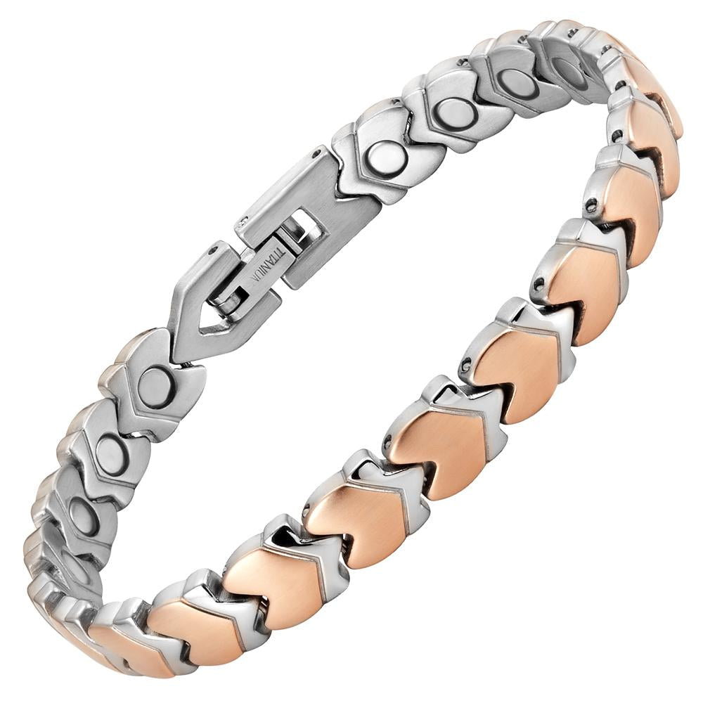 Ladies Two Tone Titanium Magnetic Bracelet