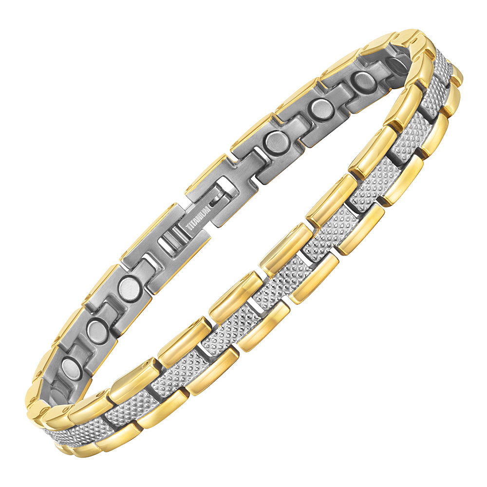 Ladies Two Tone Titanium Magnetic Bracelet