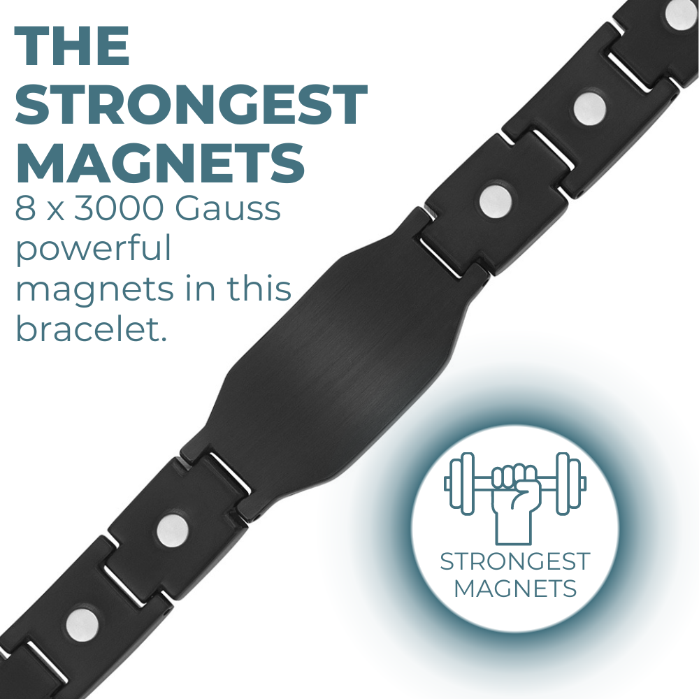 Men's Magnetic Bracelet Featuring Black Carbon Fiber Engraved with the Crucifix