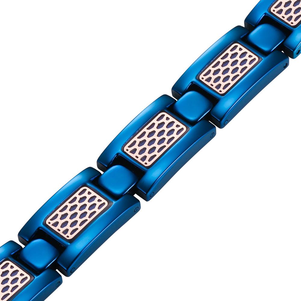 Mens Magnetic Therapy Bracelet Blue Titanium
