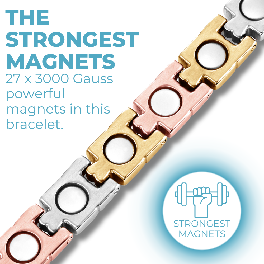 Ladies Magnetic Therapy Bracelet - Tri Tone