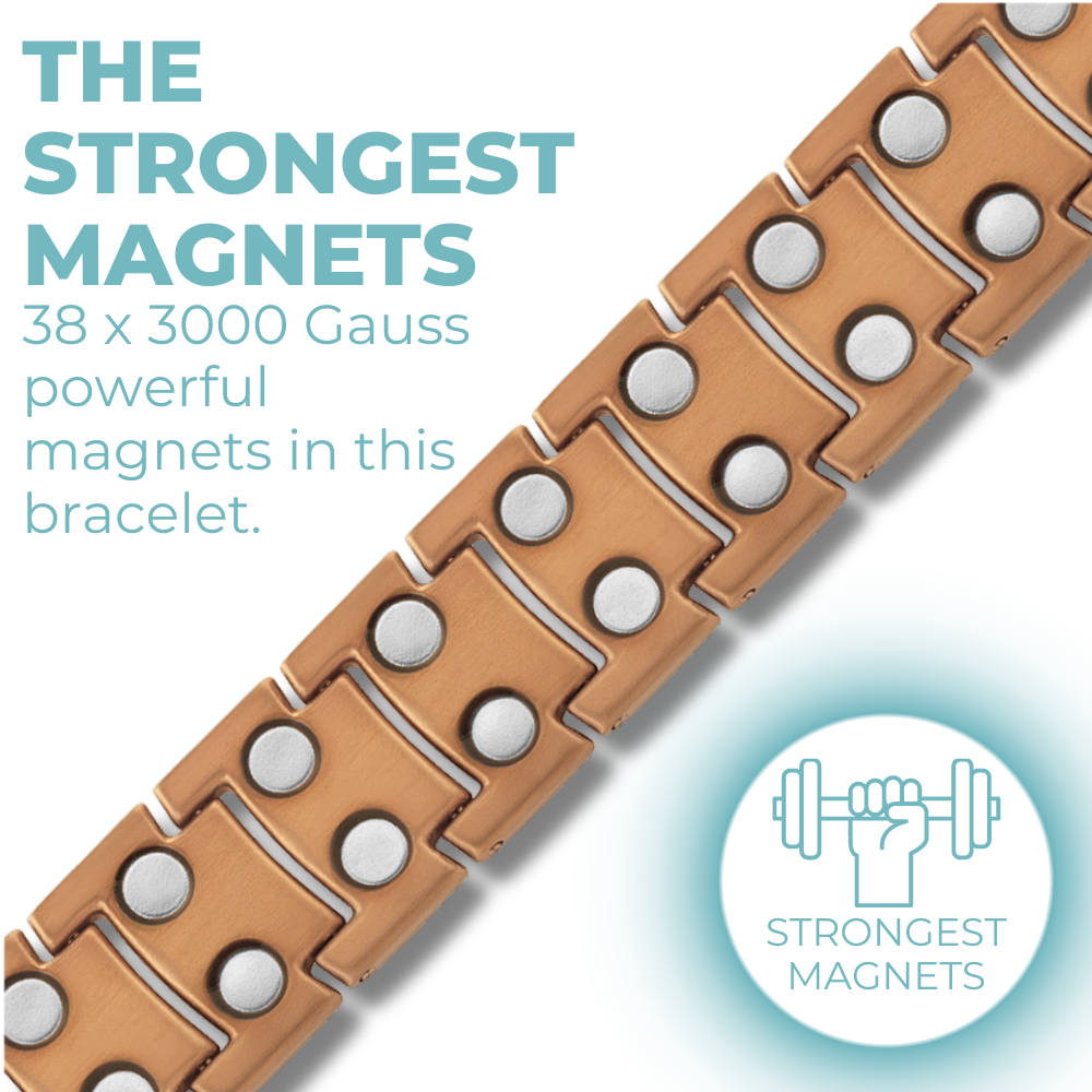 Men's Titanium Double Row Magnetic Therapy Bracelet-bronze tone