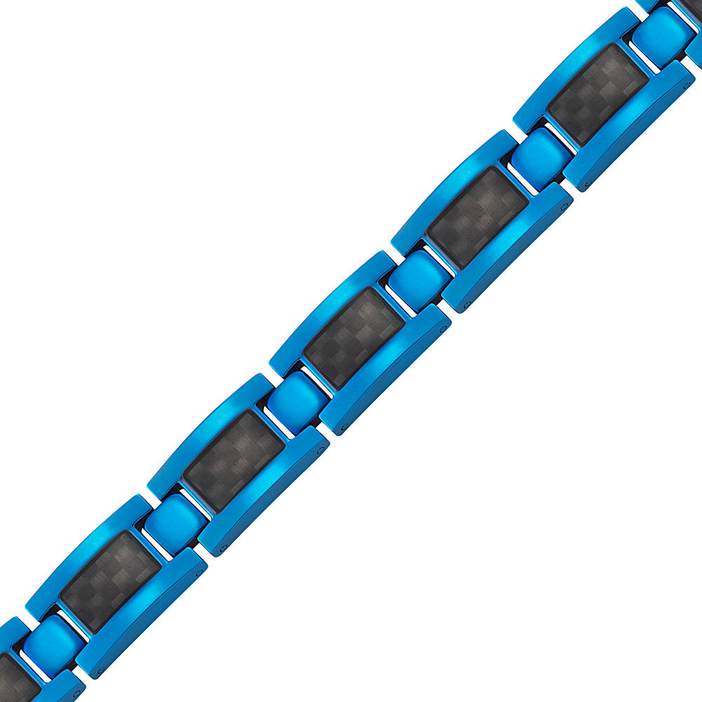 Magnetic Men's Magnetic Bracelet - Blue with Carbon Fiber