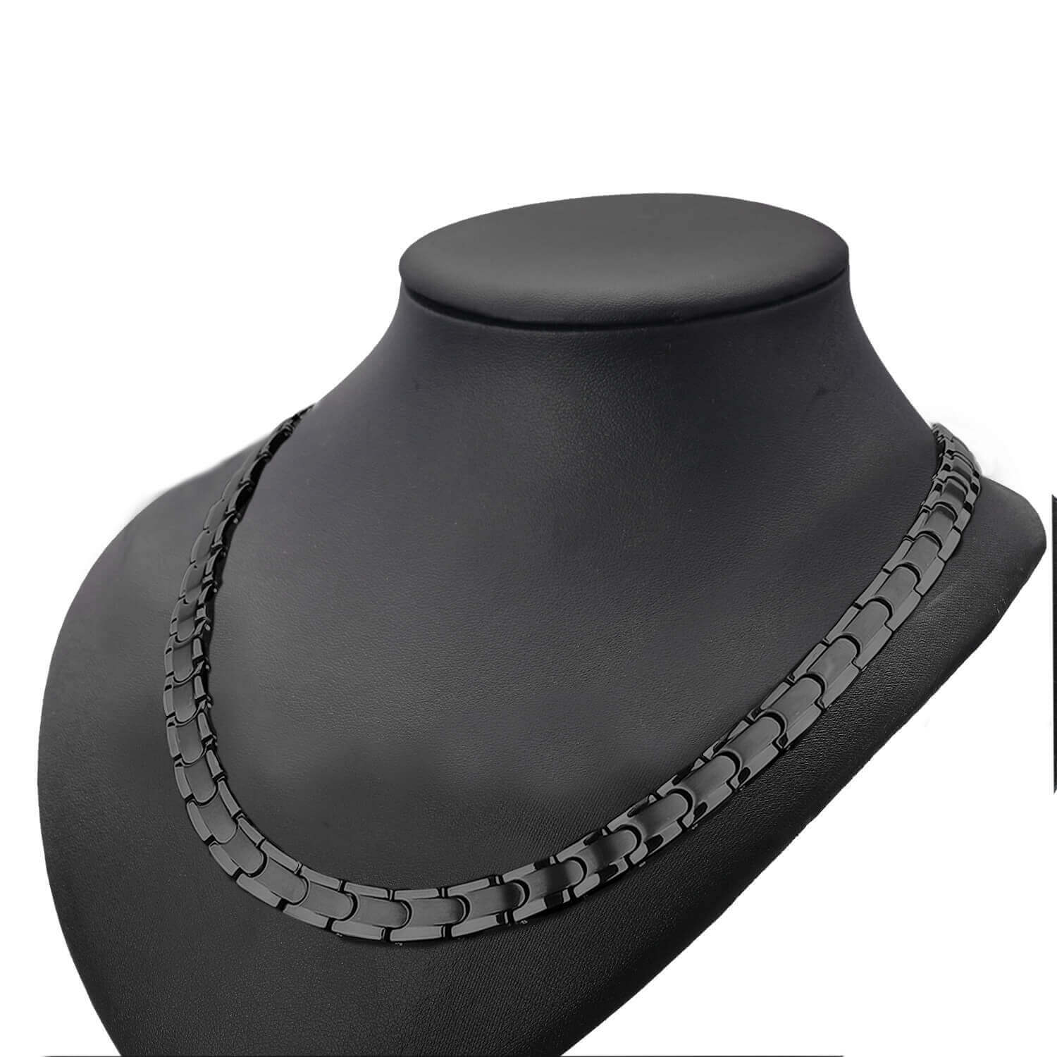 Mens Magnetic Therapy Necklace in Black Titanium