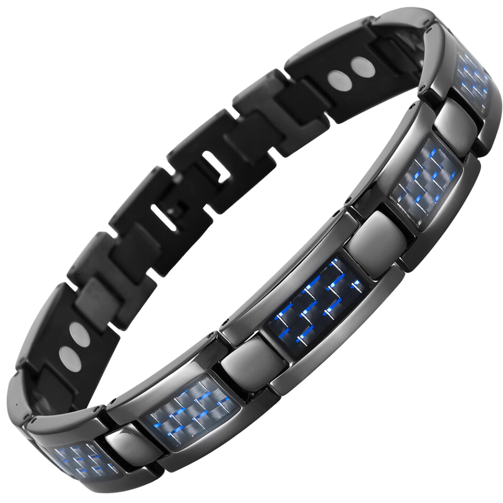 Mens Magnetic Bracelet - Double Strength Black Titanium