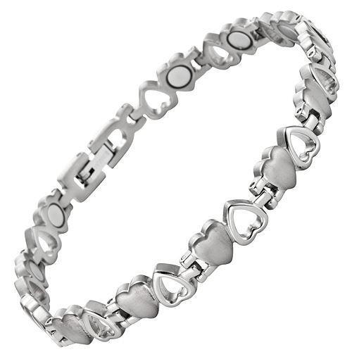 New Ladies Love Heart Titanium Magnetic Bracelet + Free Adjuster Gift Box